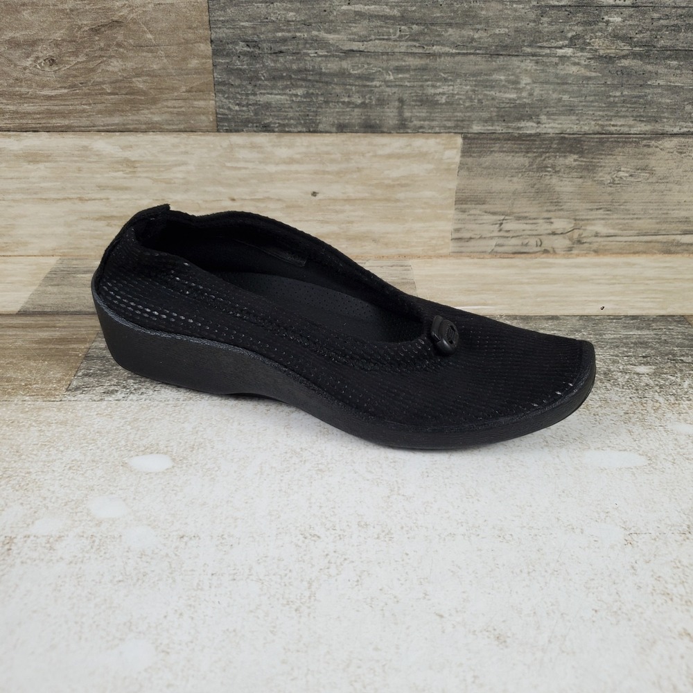 Arcopedico L14 Womens Ballerina Flat Sz 5.5 Black Round Toe Slip On Comfort